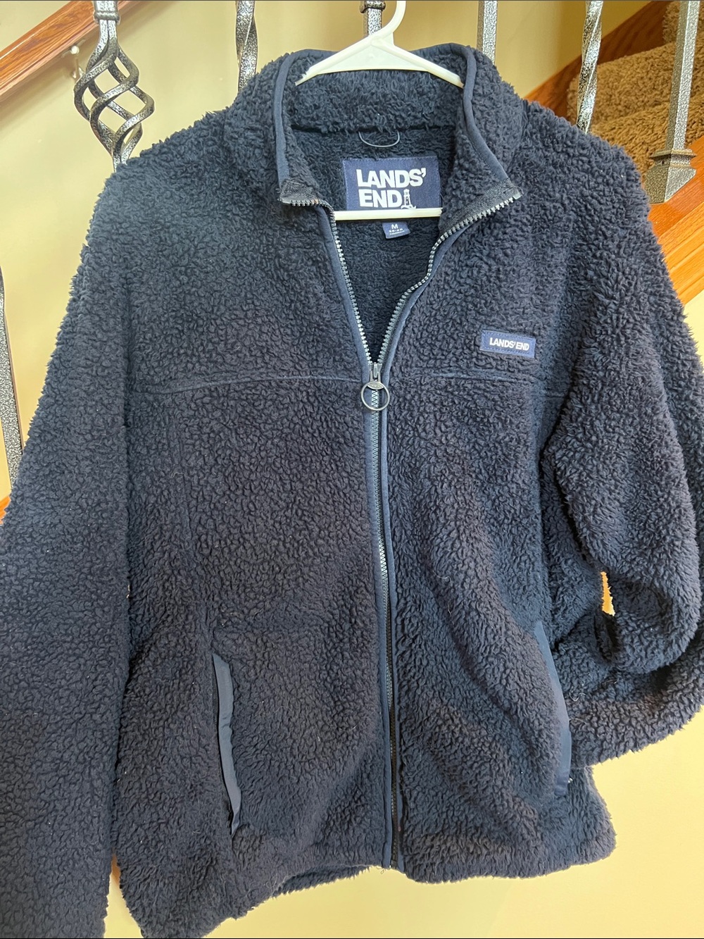 Lands' End navy Sherpa Full-Zip Jacket